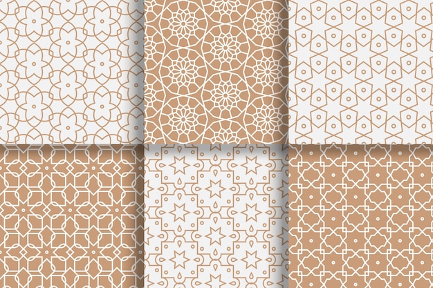 Flat linear arabic pattern collection