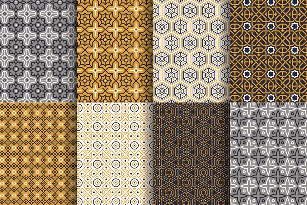 Flat linear arabic pattern collection