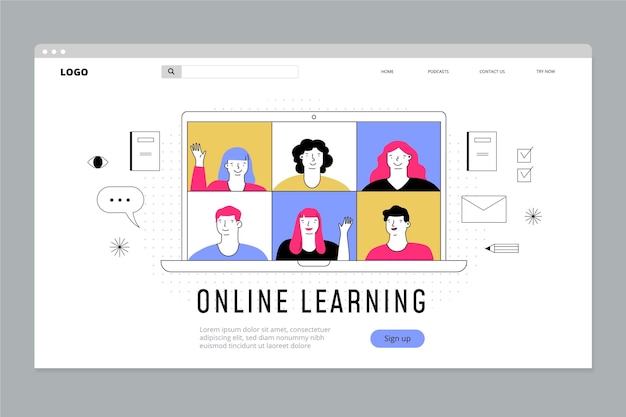 Free vector flat linear online learning platform