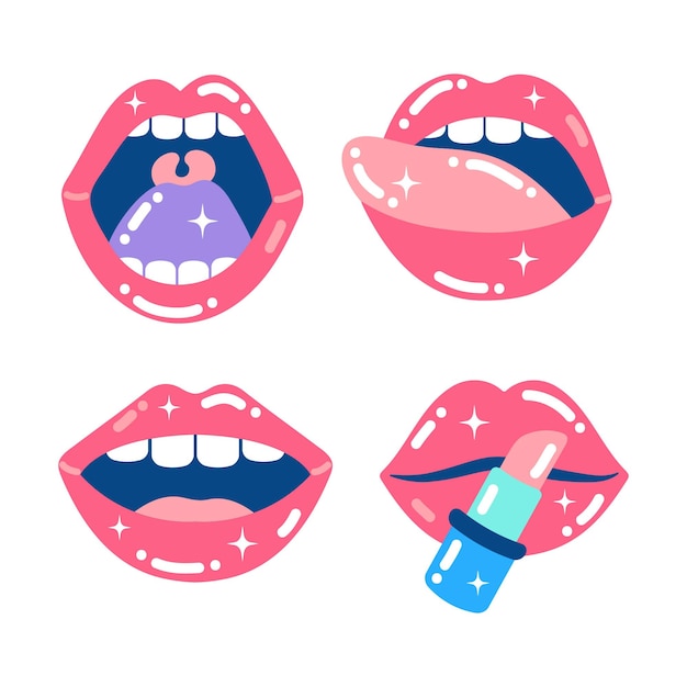 Flat lip stickers collection