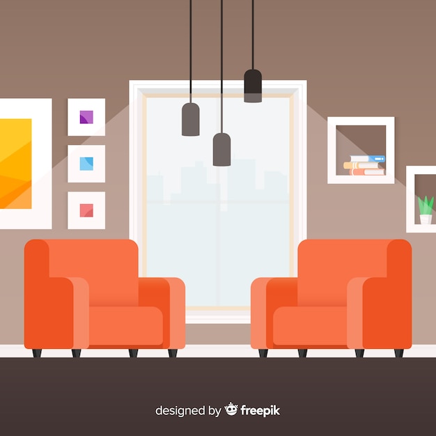 Free Vector flat living room