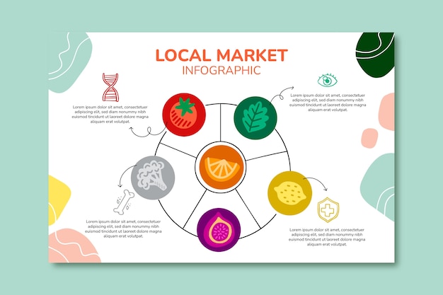 Flat local market business infographic template