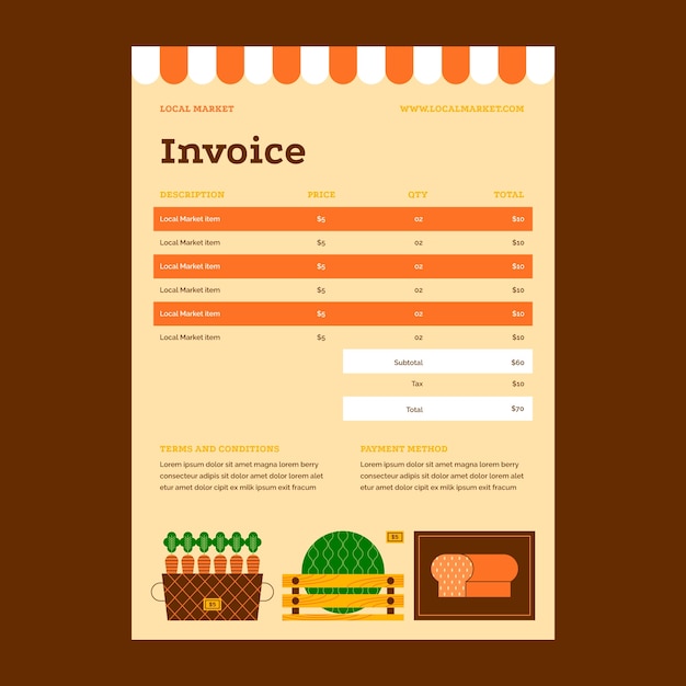 Free Vector flat local market business invoice template