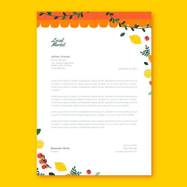 Flat local market business letterhead template