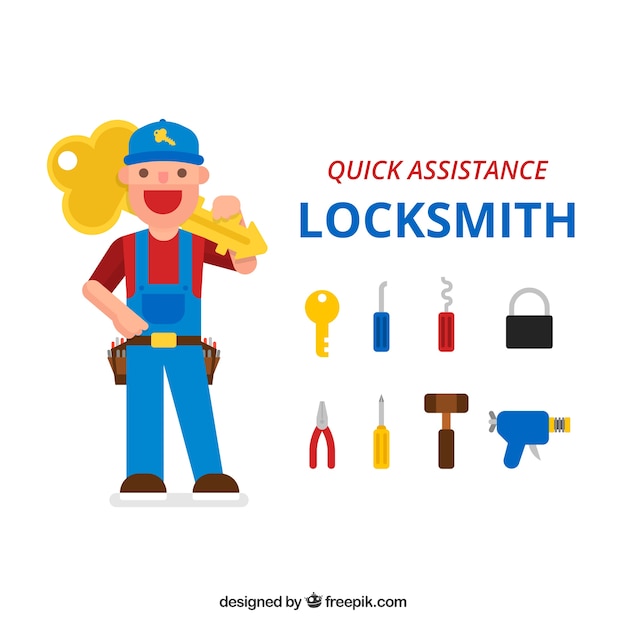 Free vector flat locksmith character