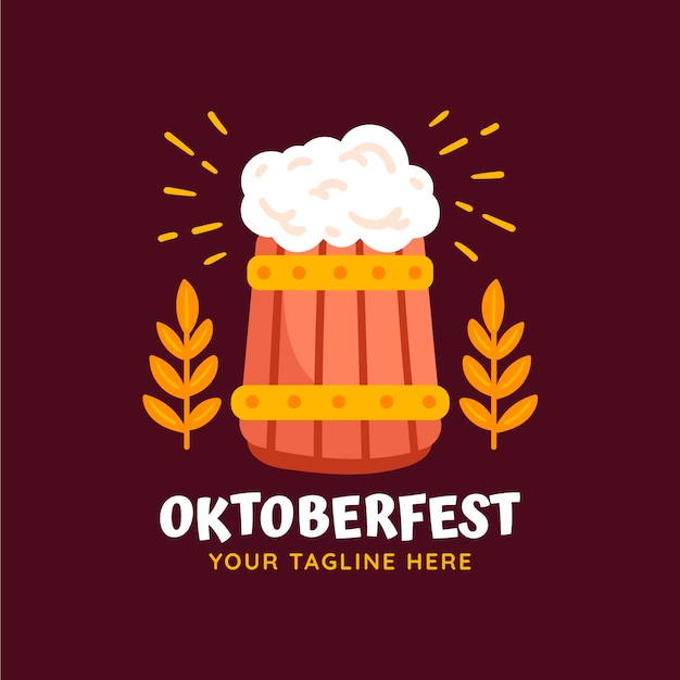 Flat logo template for oktoberfest celebration