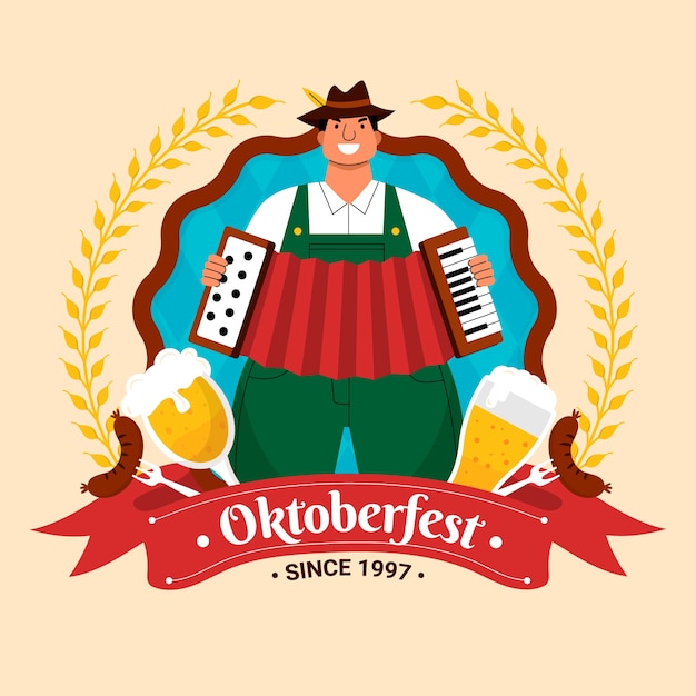 Flat logo template for oktoberfest celebration