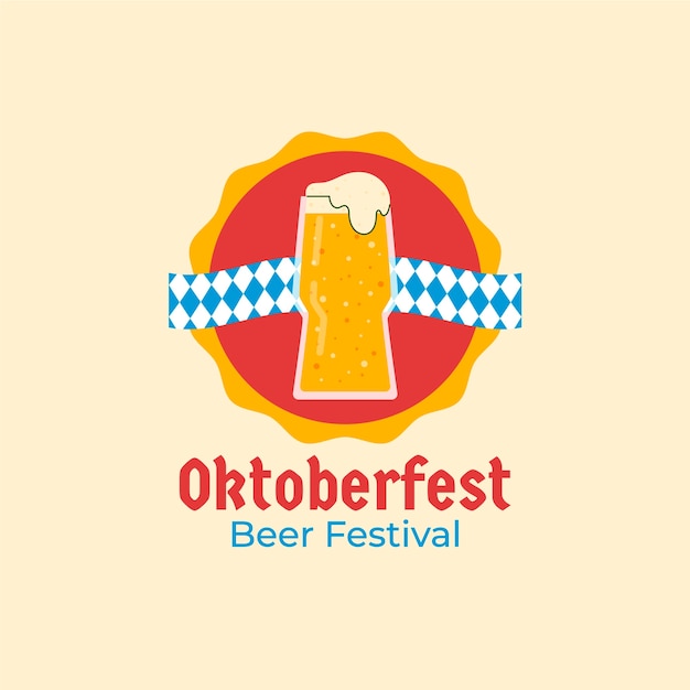 Flat logo template for oktoberfest festival