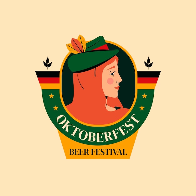 Flat logo template for oktoberfest festival