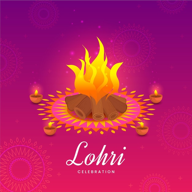 Flat lohri festival illustration