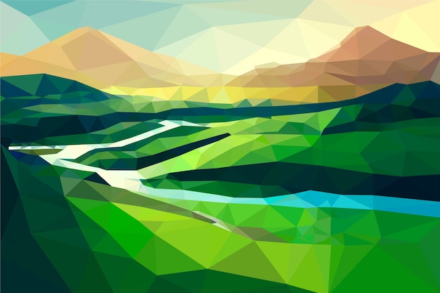 Free Vector flat low poly landscape illustration