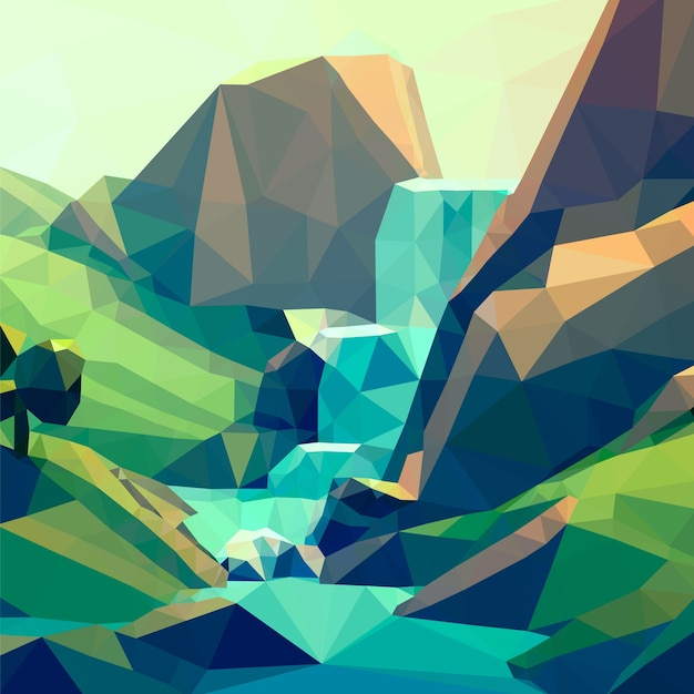 Free Vector flat low poly landscape illustration