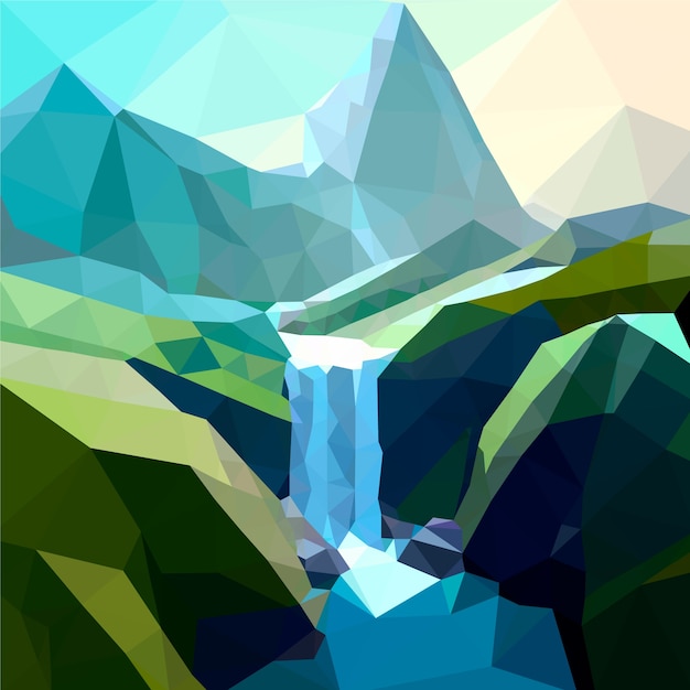 Free Vector flat low poly landscape illustration