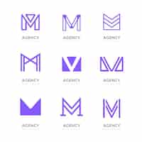 Free vector flat m logo collection