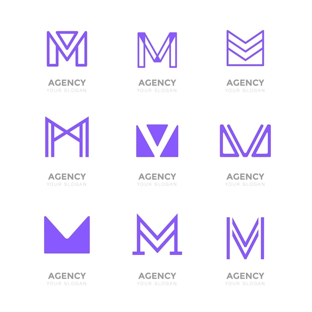 Free Vector flat m logo collection