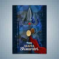 Free vector flat maha shivaratri greeting card template