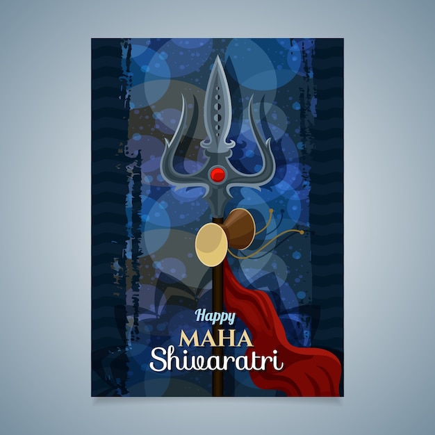 Free Vector flat maha shivaratri greeting card template