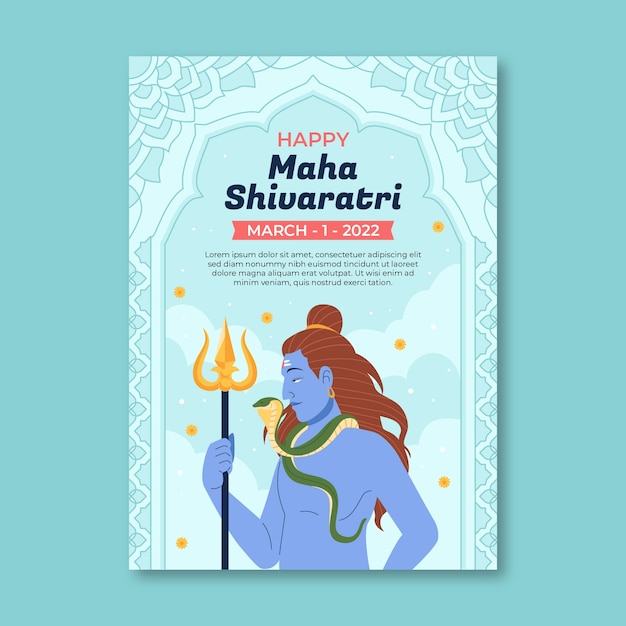 Free vector flat maha shivaratri vertical poster template