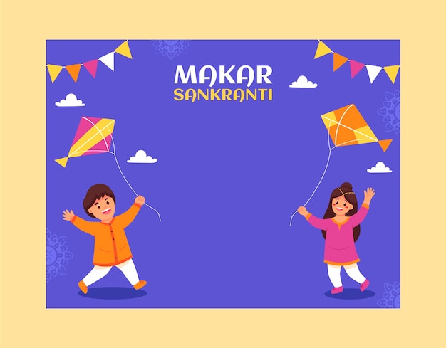 Free Vector flat makar sankranti photocall template