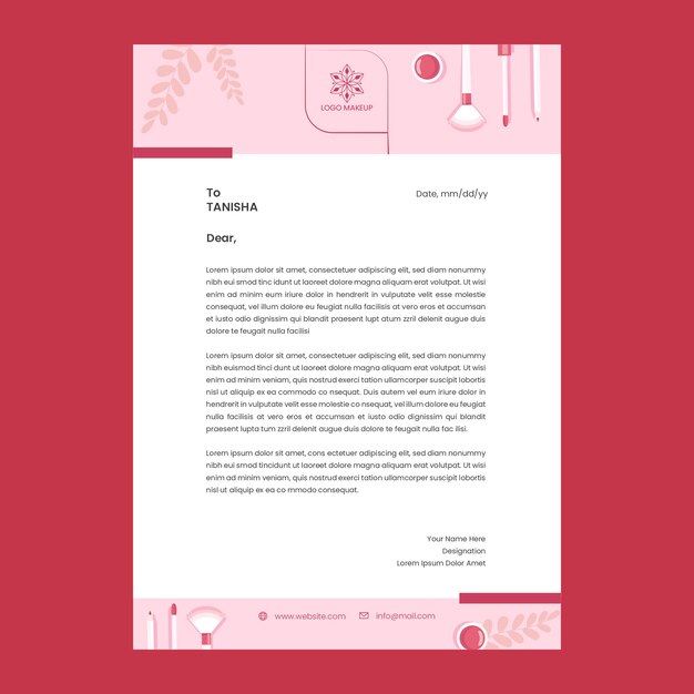 Flat make-up artist letterhead template