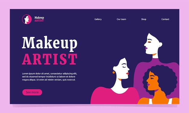 Free Vector flat makeup artist landing page template