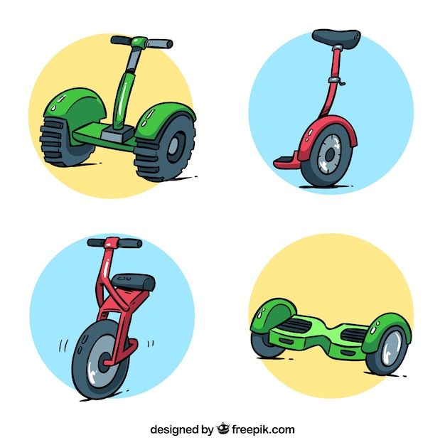 Flat man/woman riding electric scooter