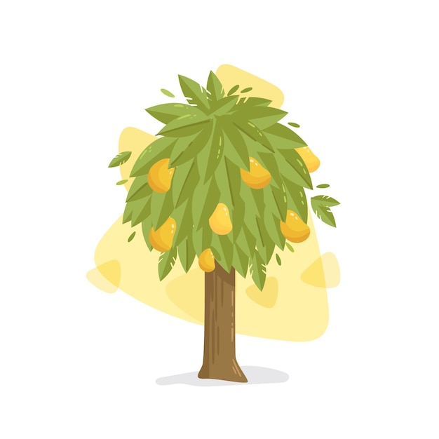 Free Vector flat mango tree with fruits and leaves illustrated