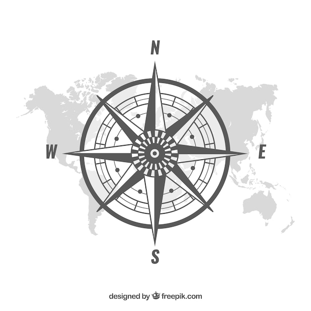 Flat map compass background