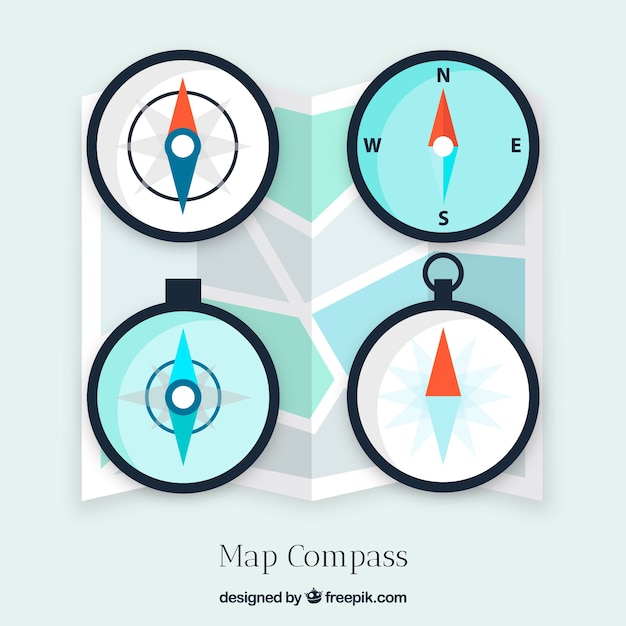 Free Vector flat map compass collection