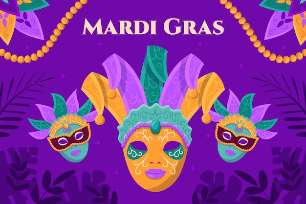 Free Vector flat mardi gras background