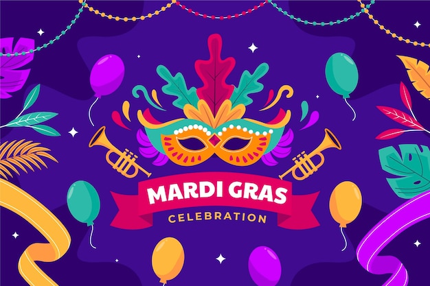 Flat mardi gras background