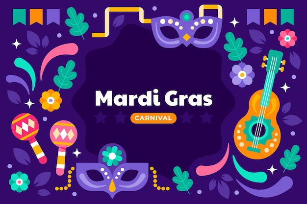 Free Vector flat mardi gras festival background