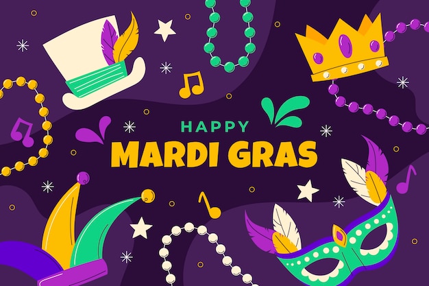 Free Vector flat mardi gras festival background