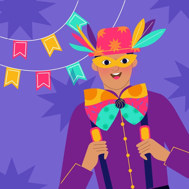 Flat mardi gras festival illustration