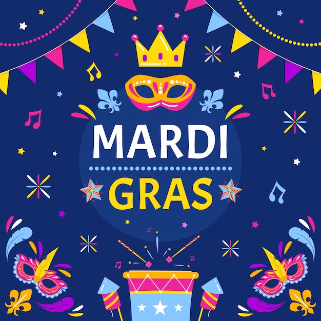 Flat mardi gras illustration