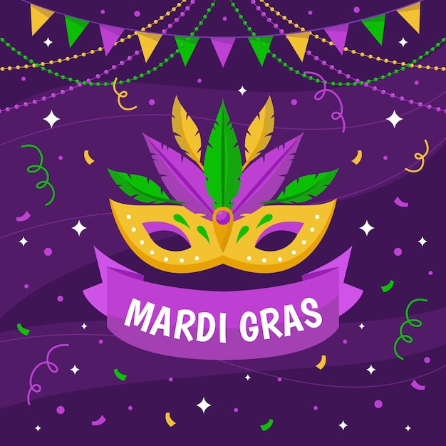 Flat mardi gras mask