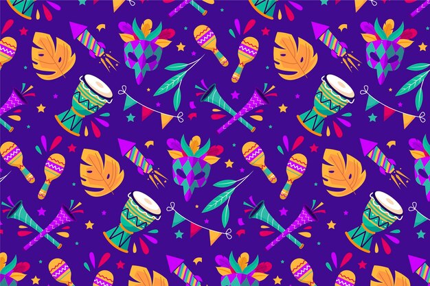 Flat mardi gras pattern design