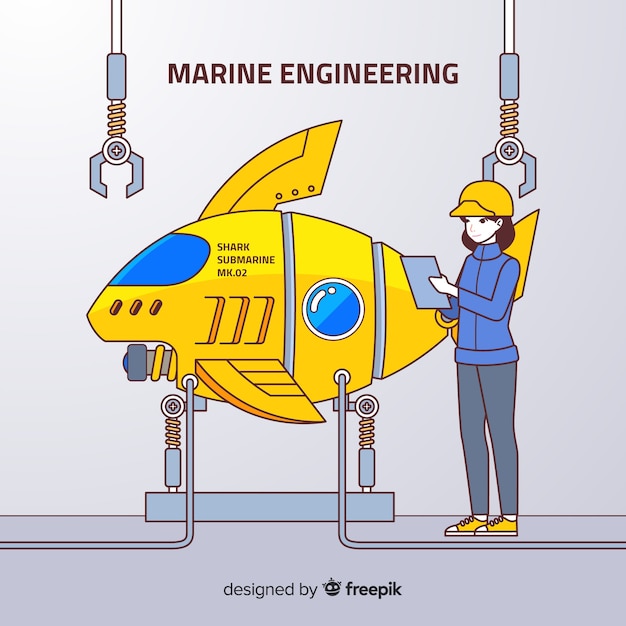 Free Vector flat marine engineering background