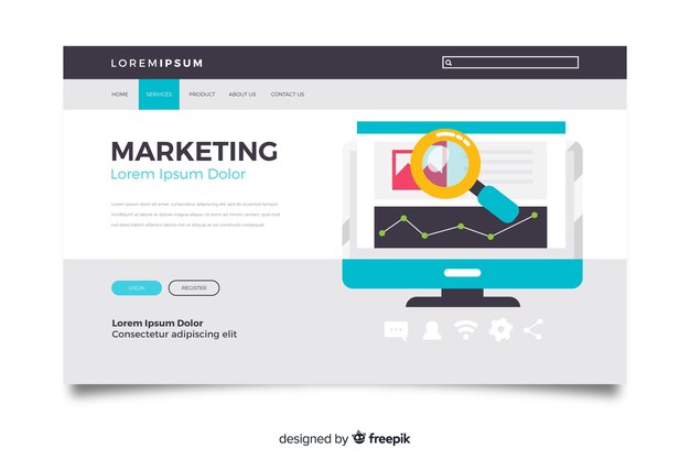 Flat marketing landing page template