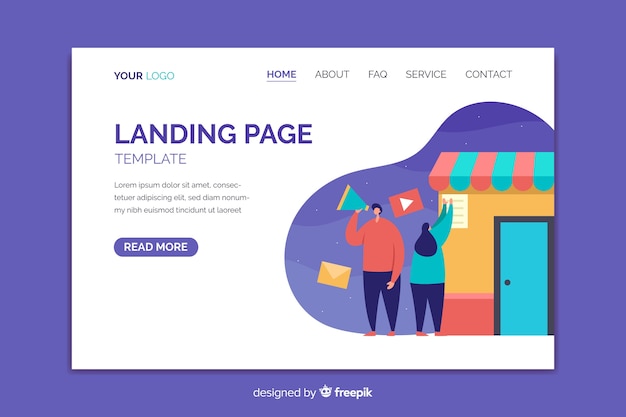 Flat marketing landing page template