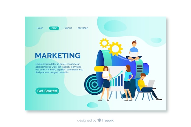 Flat marketing landing page template