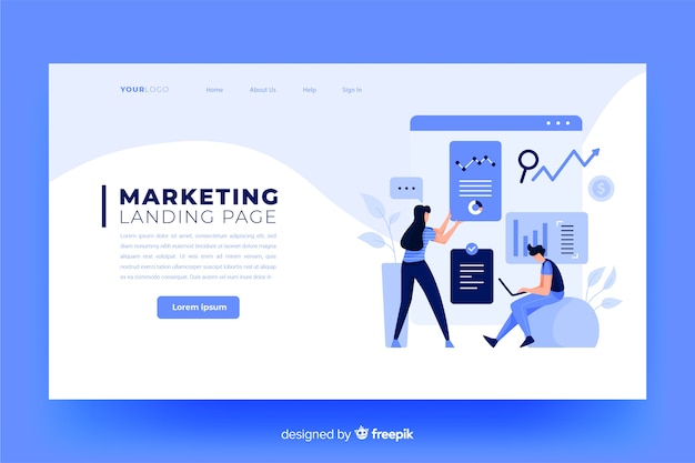 Flat marketing landing page template