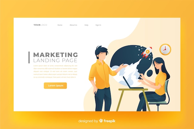 Flat marketing landing page template