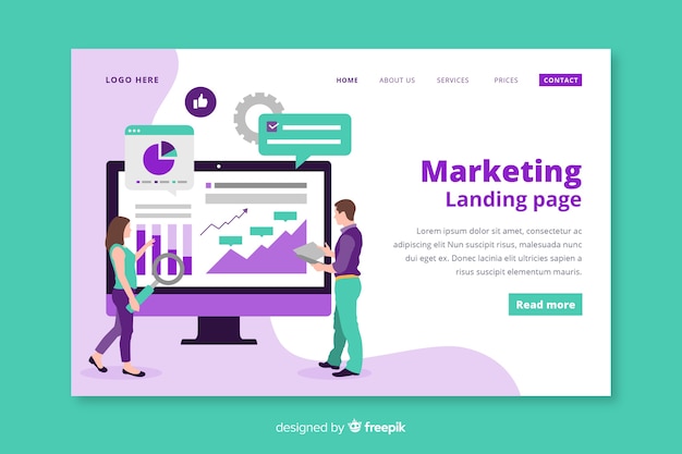 Flat marketing landing page template