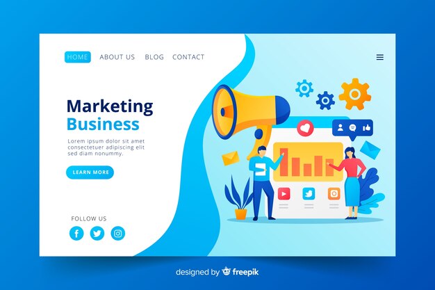 Flat marketing landing page template