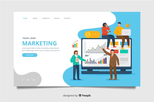 Flat marketing landing page template