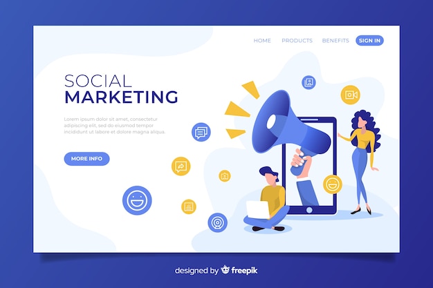 Flat marketing landing page template