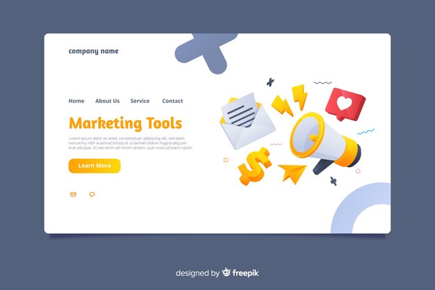 Flat marketing landing page template