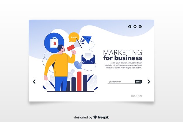 Flat marketing landing page template