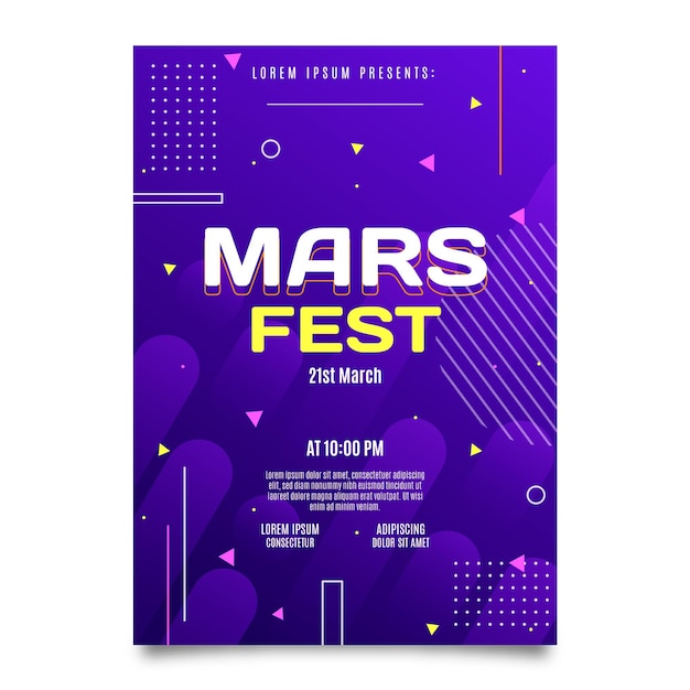 Flat mars fest poster template